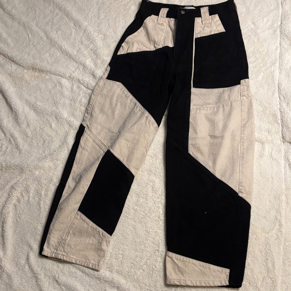 EUC Topshop Black and Cream Cargo Pants